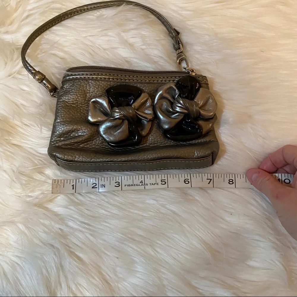 New York & Company Gunmetal Flower Zip Clutch